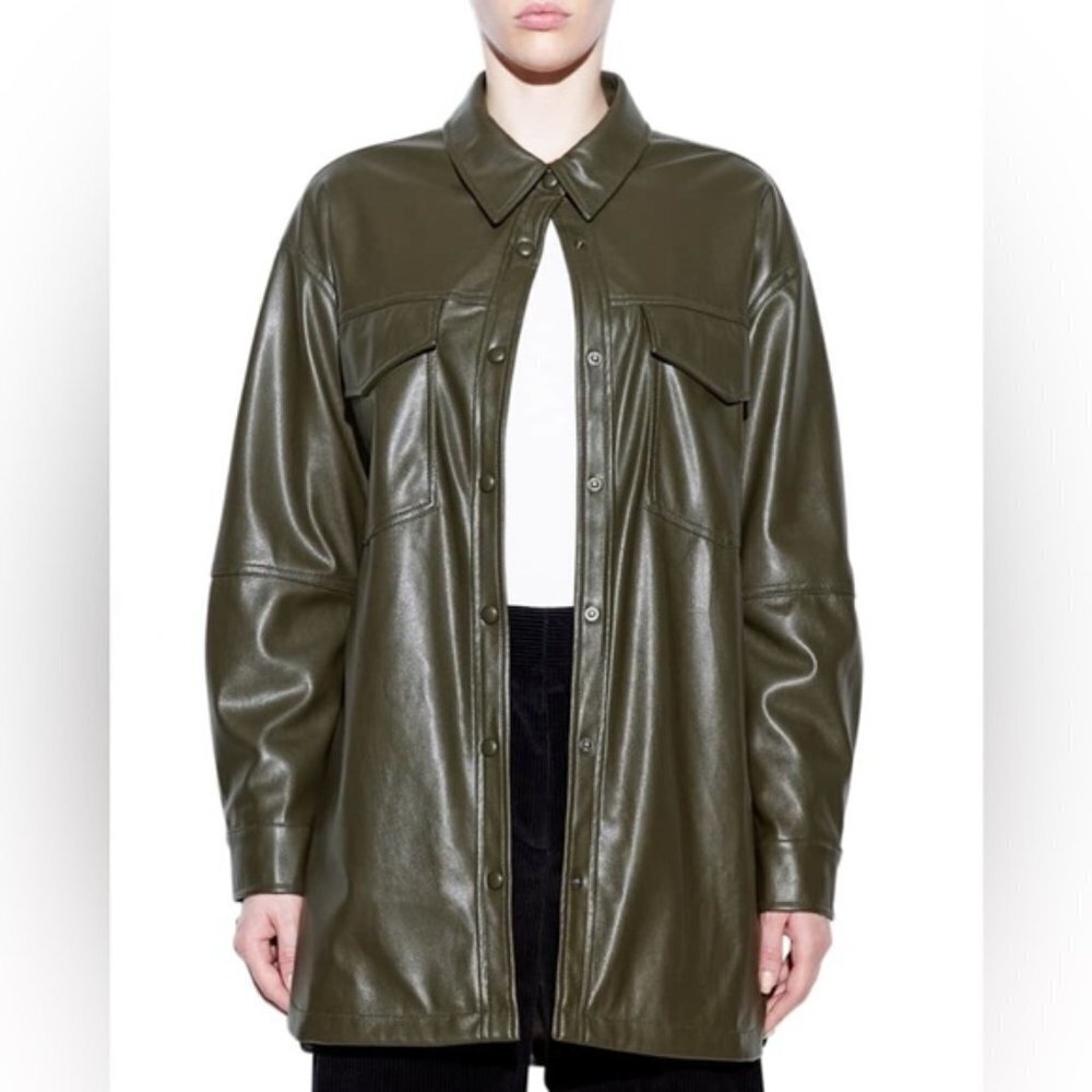 APPARIS green vegan leather Riley shacket small